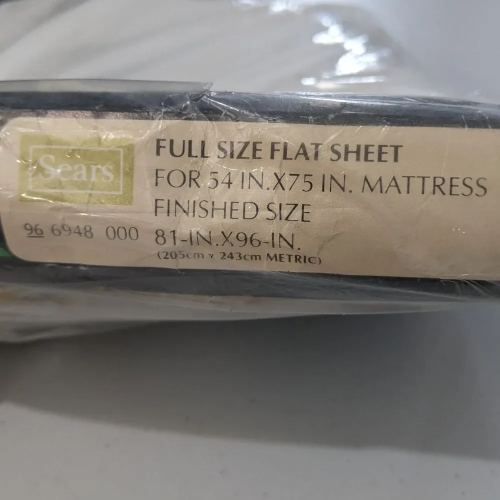 Medley White Vintage Full Flat Sheet Sears Perma Prest Percale Cotton Blend New - Picture 6 of 7